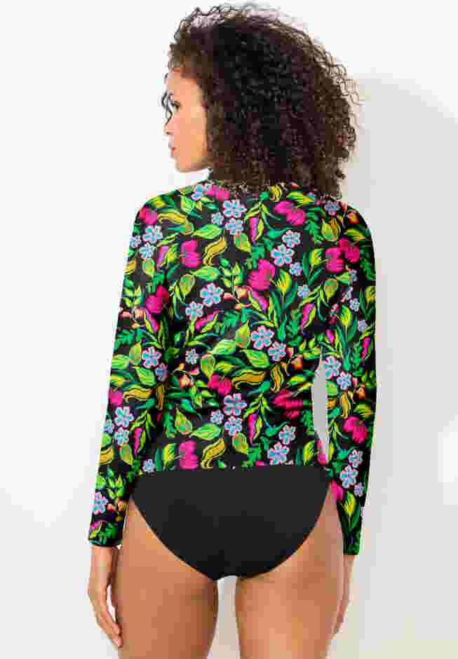 Chlorine Resistant Long Sleeve 1/4 Zip Swim Tee Rash Guard image number 1