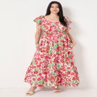 Smocked Poplin Maxi Dress image number null