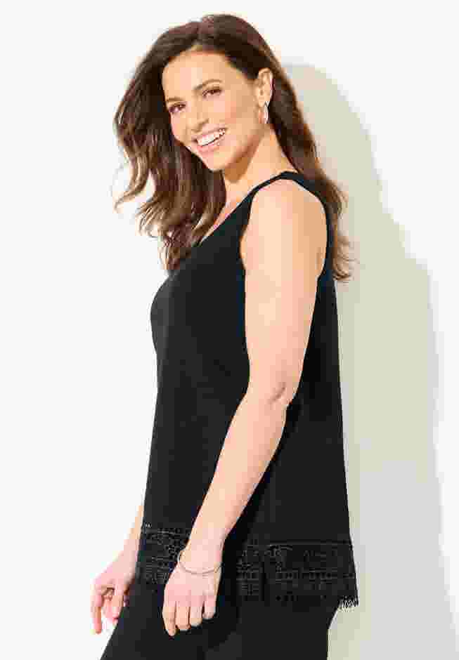Ponte Knit Lace Tank image number 2