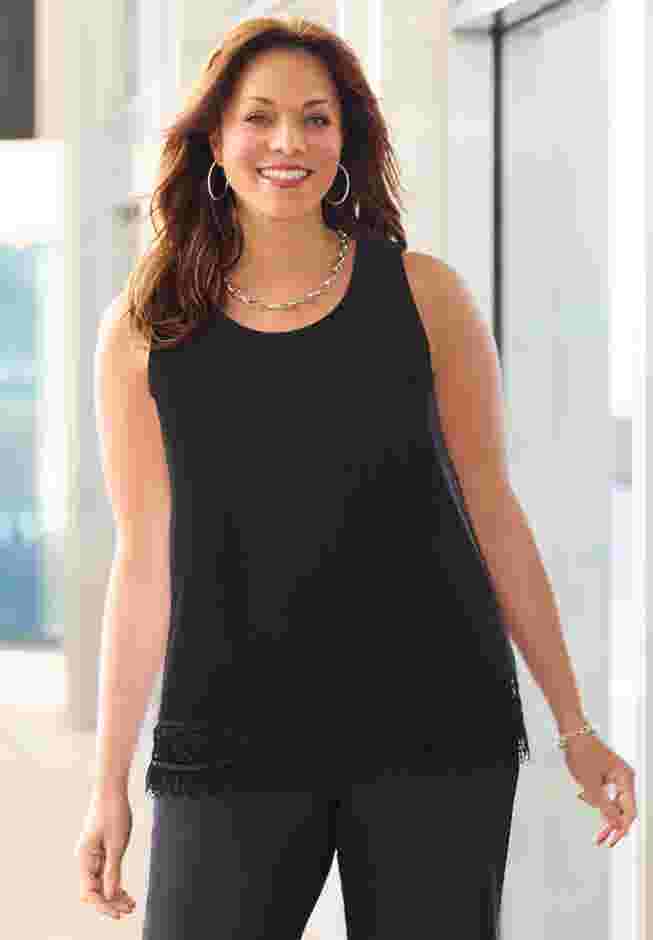 Ponte Knit Lace Tank image number 0