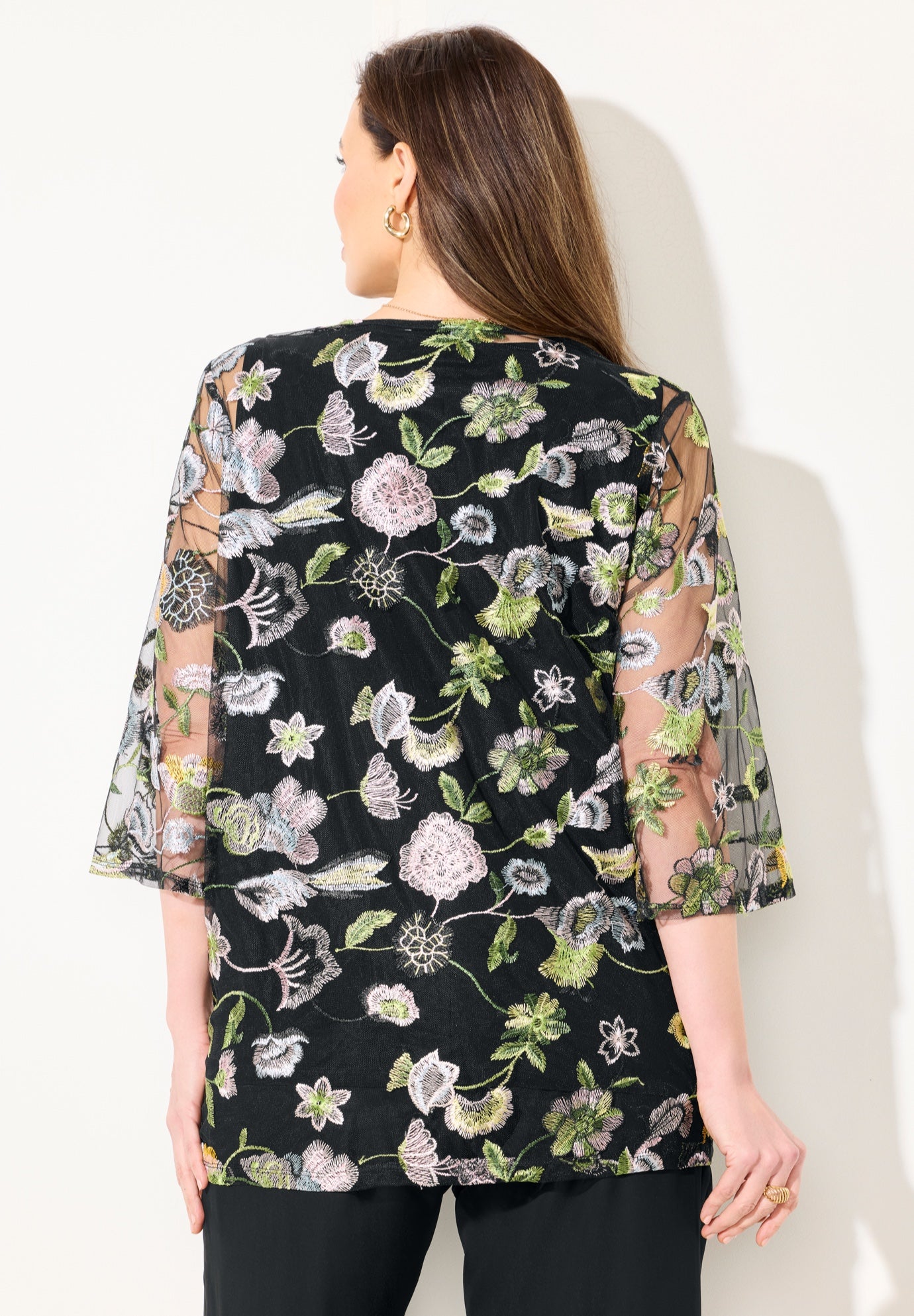 Embroidered Tank and Kimono 2-Piece Set image number 1