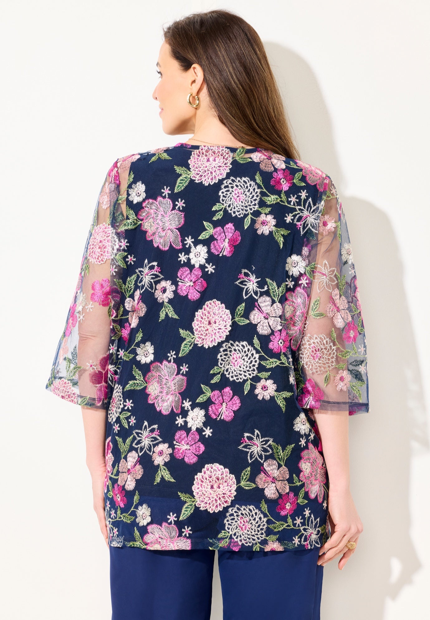 Embroidered Tank and Kimono 2-Piece Set image number 1