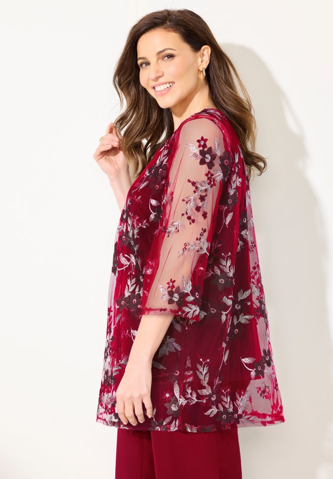 Embroidered Tank and Kimono 2-Piece Set image number 2