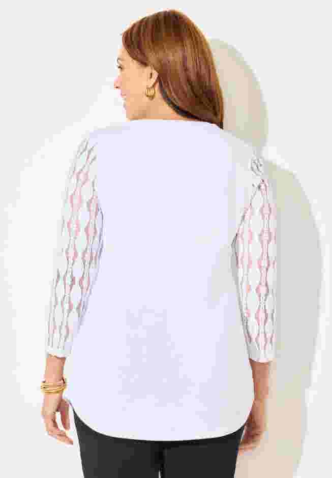 Textured Lace Knit Top image number 1