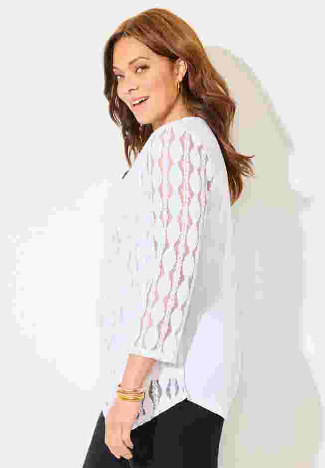 Textured Lace Knit Top image number 2