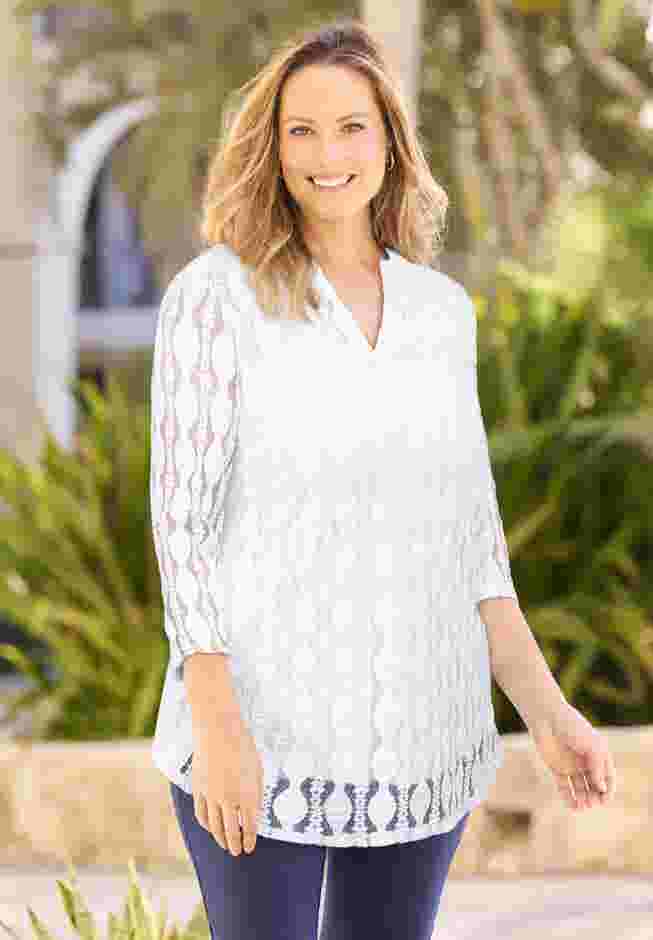 Textured Lace Knit Top image number 0