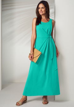 Stretch Cotton Side Tie Maxi Dress