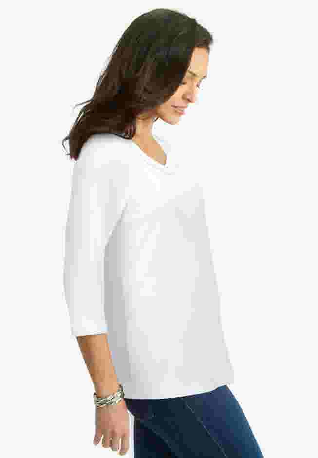 Dot Trim Sweetheart Neck Tee image number 2