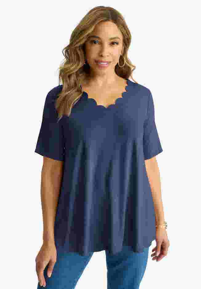 Scalloped V-Neck Tunic image number 0