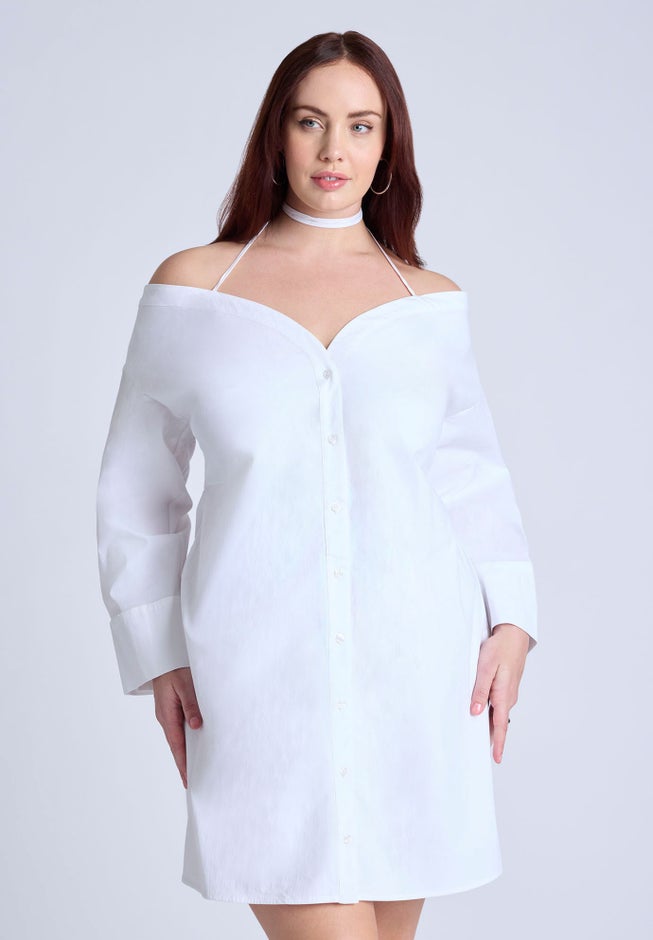  Off The Shoulder Poplin Mini Dress  image number 2