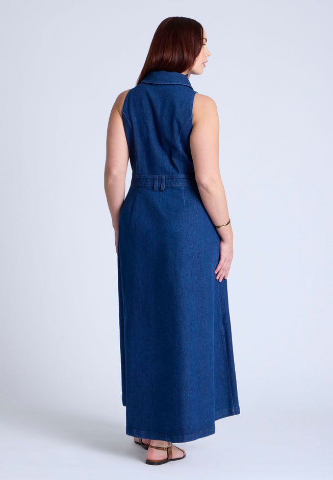 Sleeveless Denim Midi Dress image number null