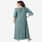 Plus Size Stretch Knit High Low Short Sleeve Maxi Dress image number null
