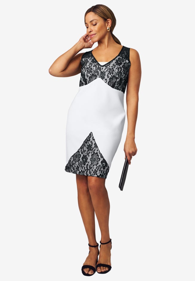 Lace Scuba Sheath Dress image number 0