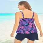 Longer-Length Tiered-Ruffle Tankini Top image number null