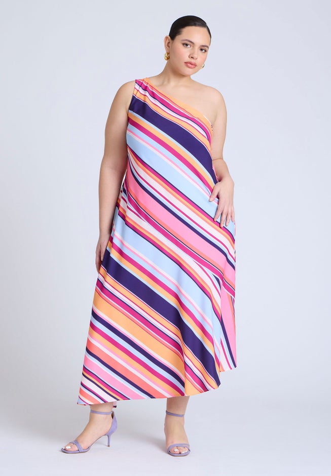 One Shoulder Multi Color Dress image number 0