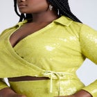  Sequin Wrap Collared Top  image number null