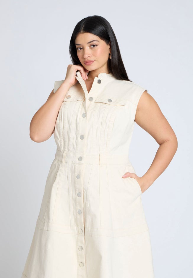 Denim Fit & Flare Dress image number 2