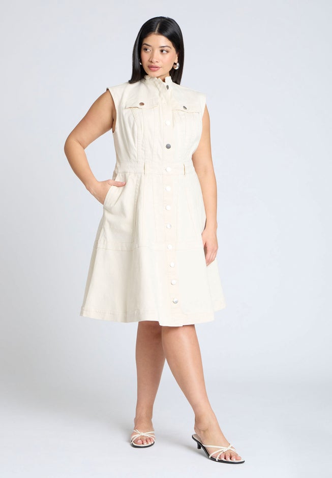 Denim Fit & Flare Dress image number 0