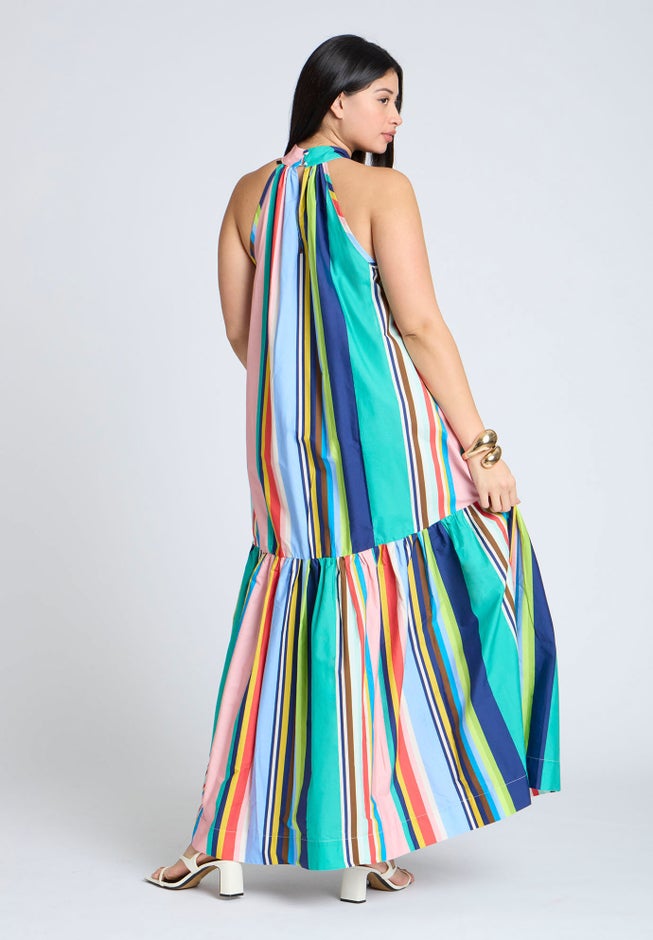 Multi Stripe Trapeze Maxi Dress image number 1