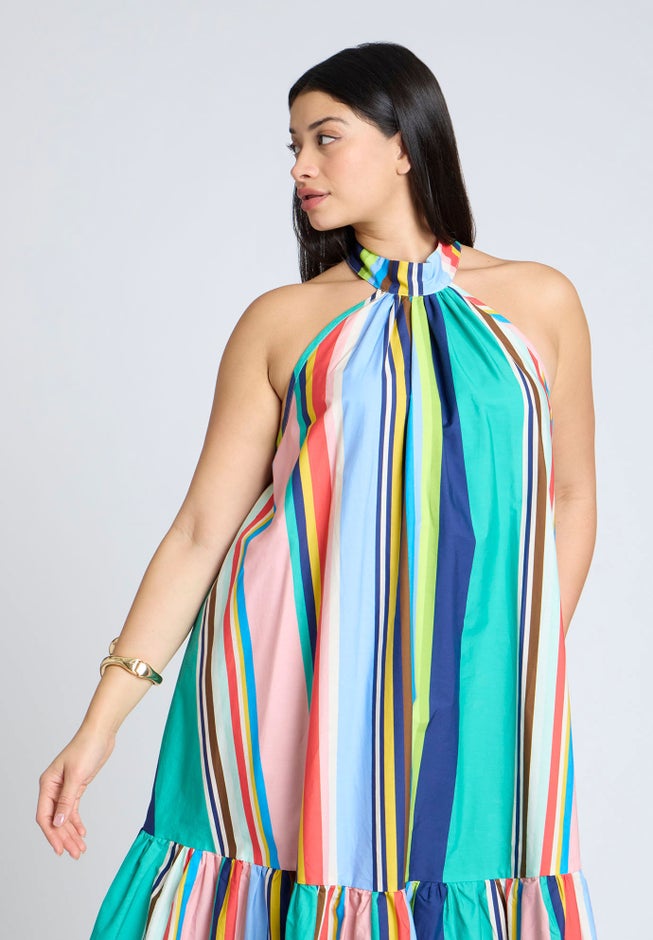 Multi Stripe Trapeze Maxi Dress image number 2