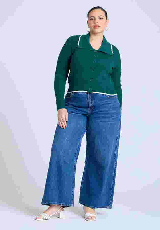  Oversized Collar Ribbed Sweater  image number 2