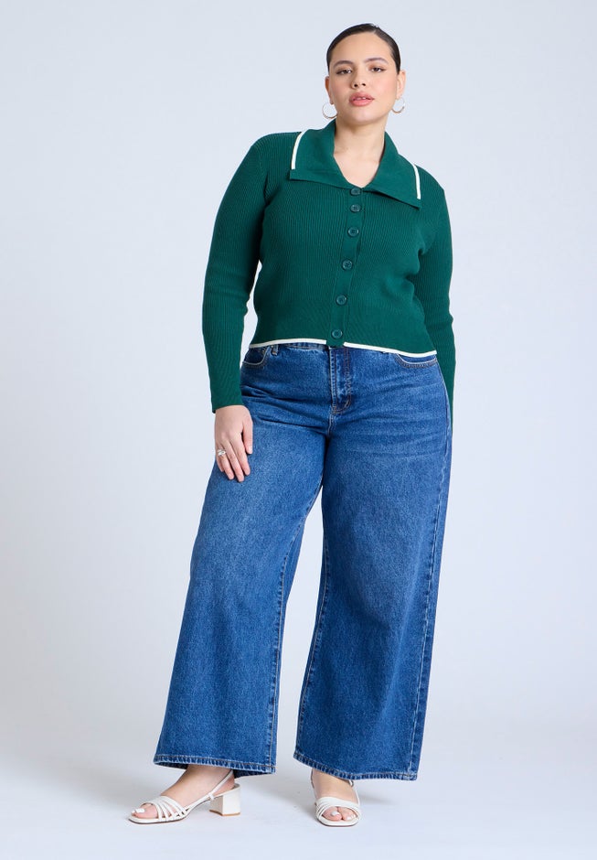 Oversized Collar Ribbed Sweater image number 2