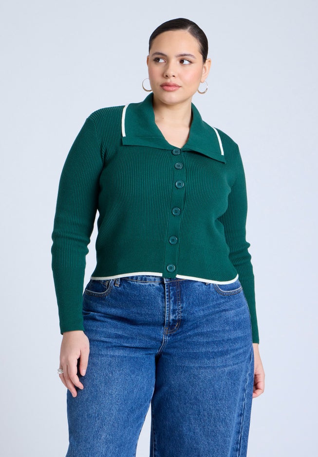 Oversized Collar Ribbed Sweater image number 0