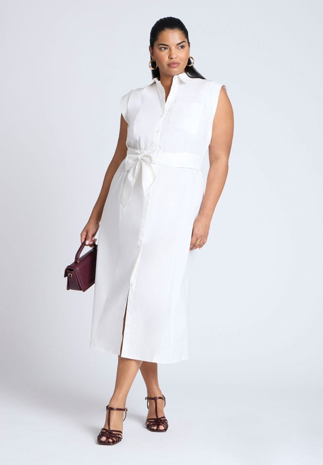 Midi Sleeveless Shirt Dress image number 2