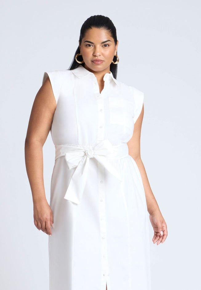 Midi Sleeveless Shirt Dress image number 3