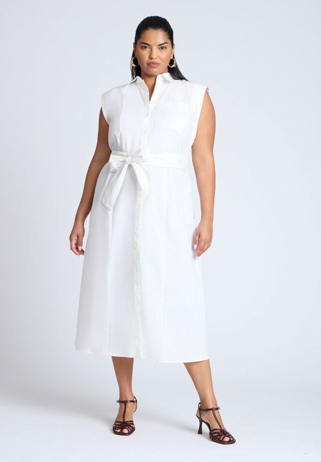 Midi Sleeveless Shirt Dress image number 0