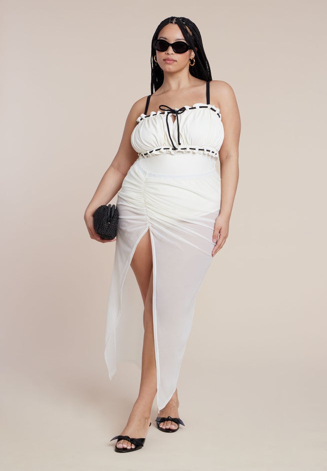 Mesh Maxi Asym Skirt Coverup image number 2