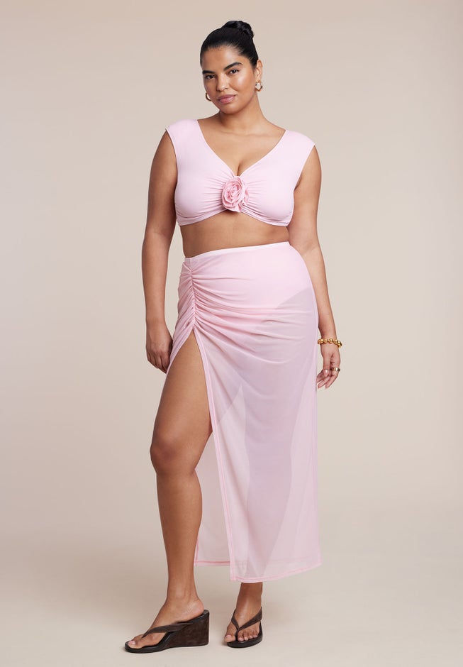 Mesh Maxi Asym Skirt Coverup image number 2