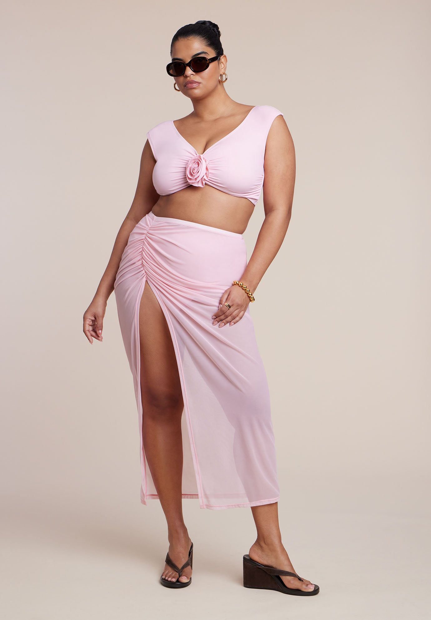 Mesh Maxi Asym Skirt Coverup image number 0