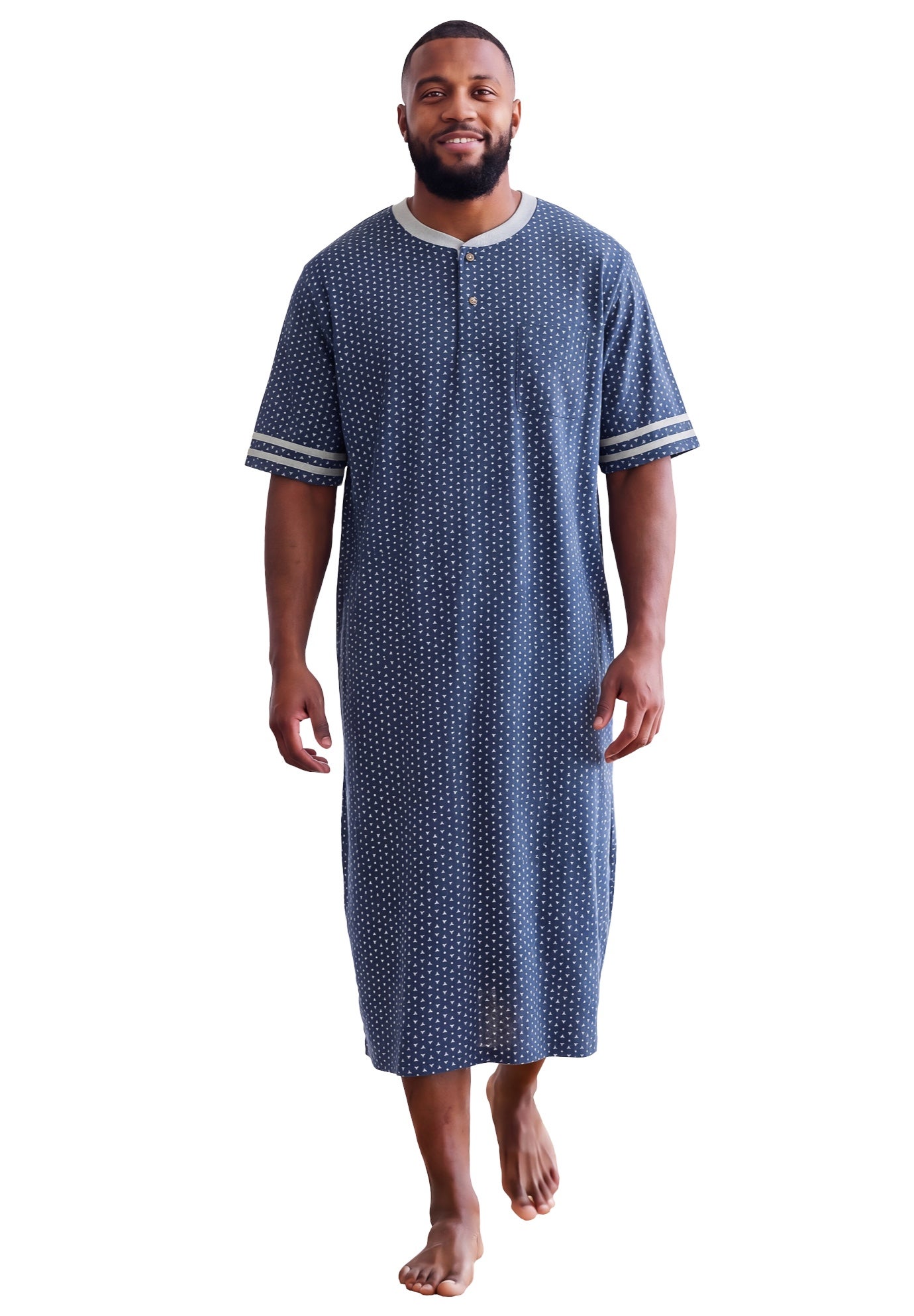 Short-Sleeve Jersey Henley Nightshirt image number 0