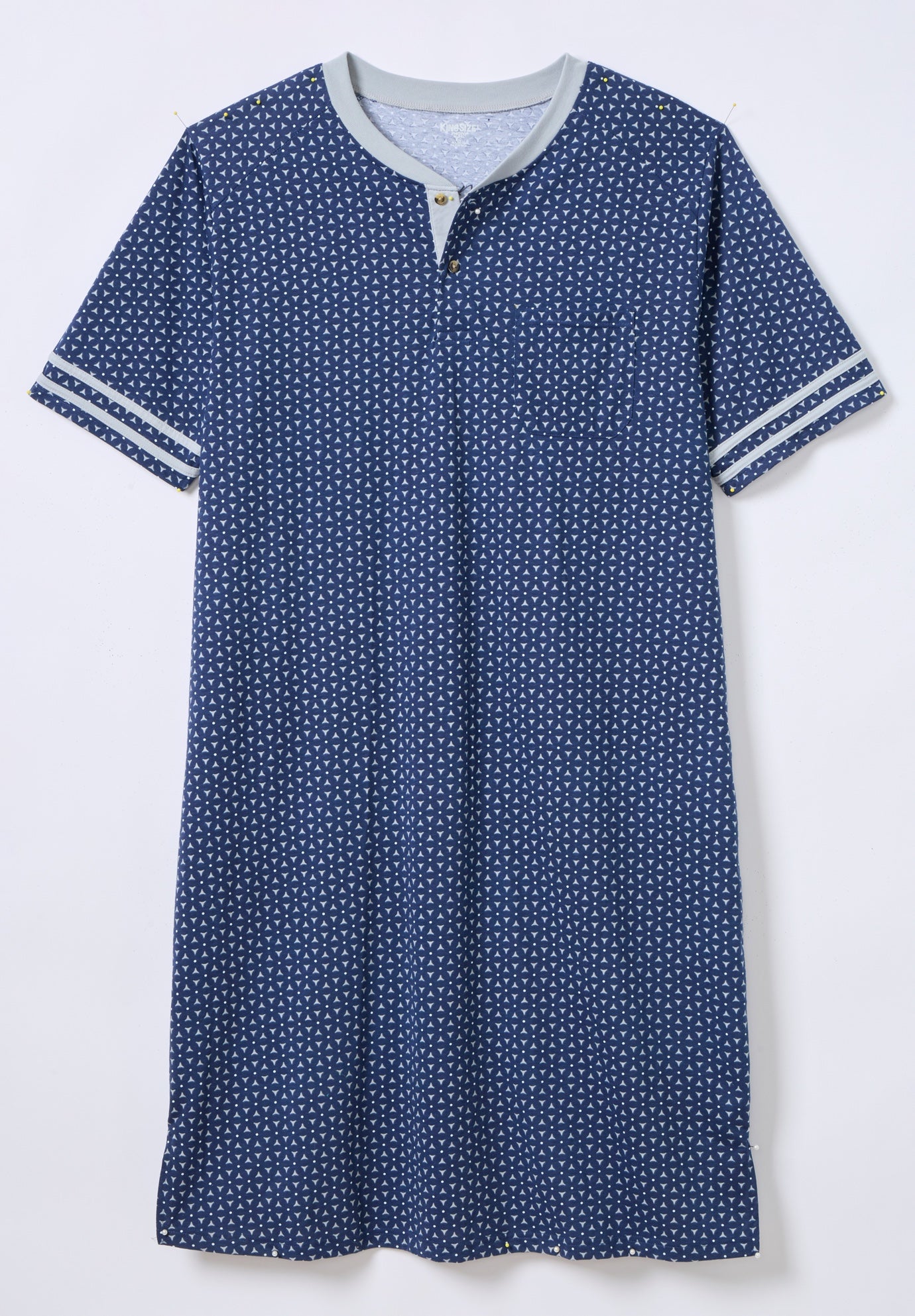 Short-Sleeve Jersey Henley Nightshirt image number 1
