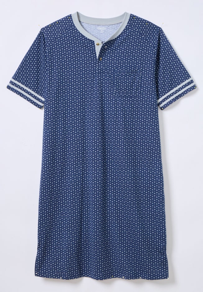 Short-Sleeve Jersey Henley Nightshirt image number 1