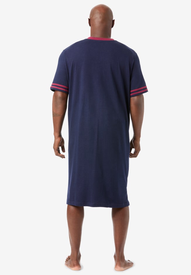 Short-Sleeve Jersey Henley Nightshirt image number 1