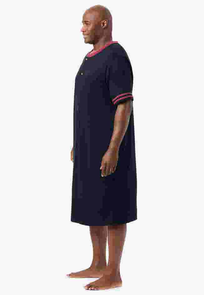 Short-Sleeve Jersey Henley Nightshirt image number 1