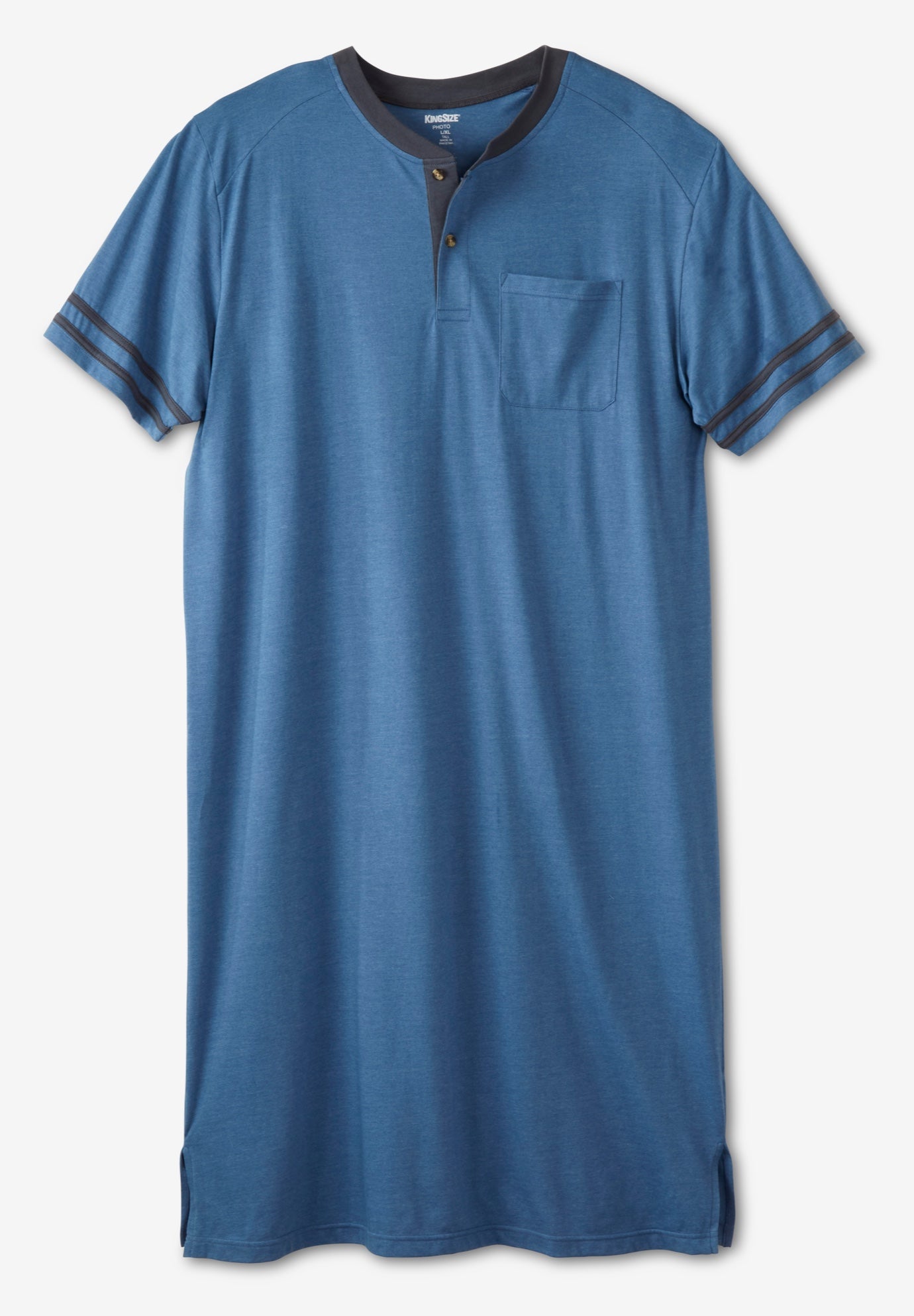 Short-Sleeve Jersey Henley Nightshirt image number 0