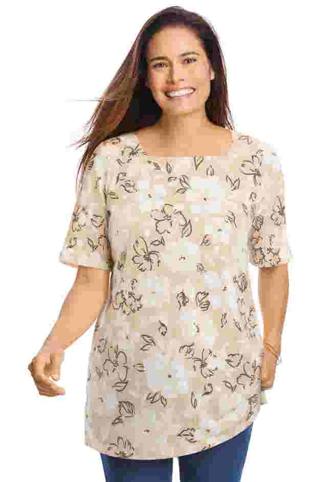 Printed Perfect Square-Neck Tee image number 0