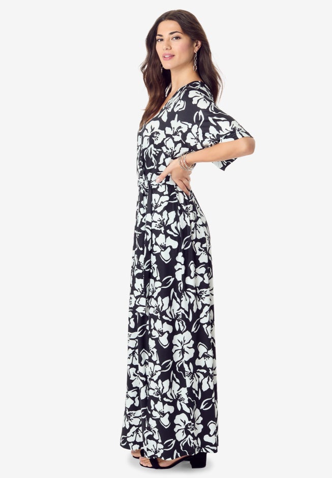Plus Size Flutter Sleeve Wrap Maxi Dress image number 2