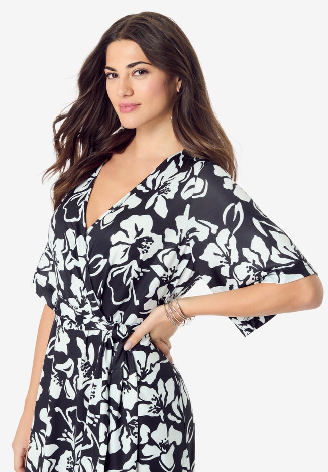 Plus Size Flutter Sleeve Wrap Maxi Dress image number 3