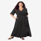 Plus Size Flutter Sleeve Wrap Maxi Dress image number null