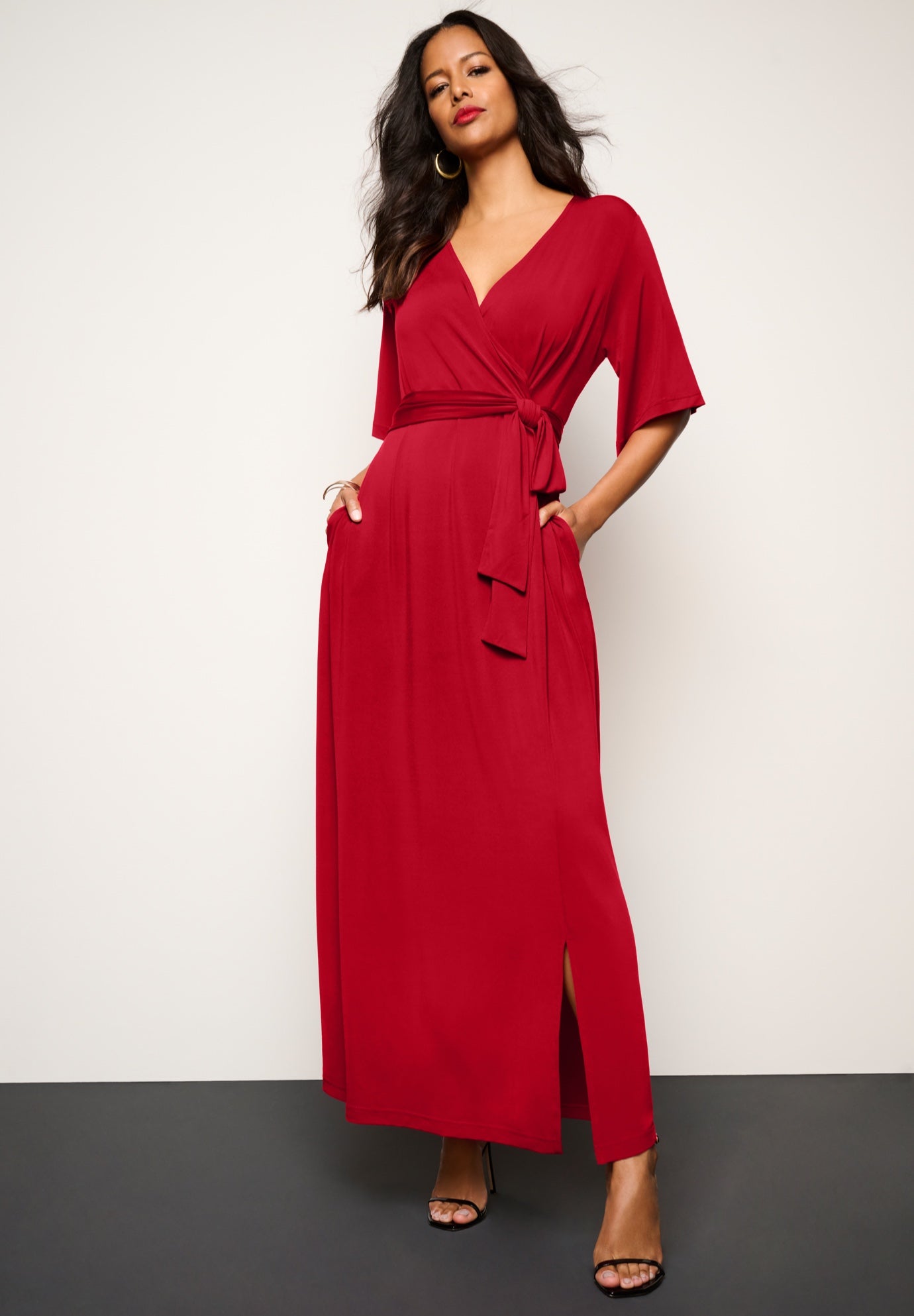 Plus Size Flutter Sleeve Wrap Maxi Dress image number 0