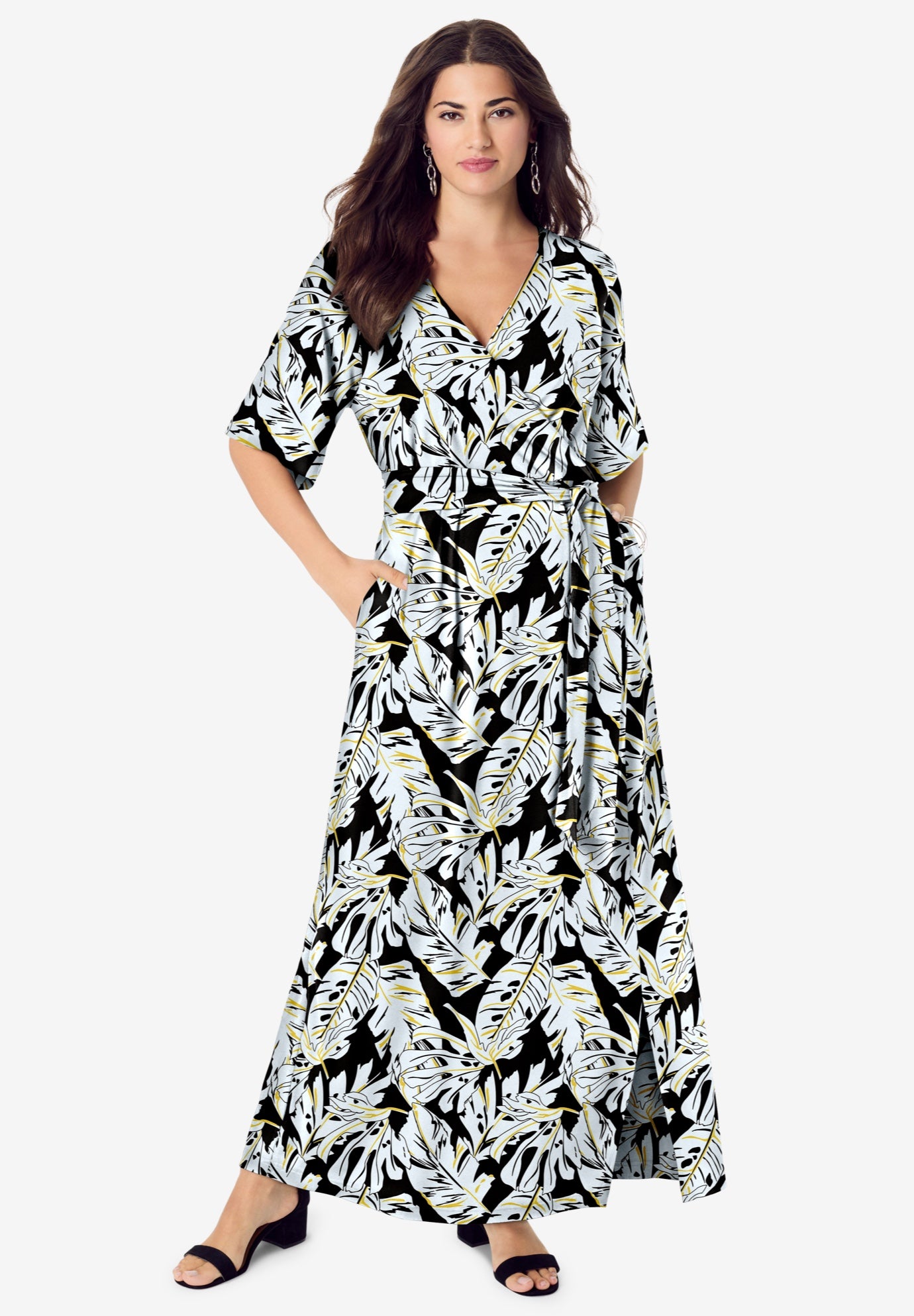 Plus Size Flutter Sleeve Wrap Maxi Dress image number 1