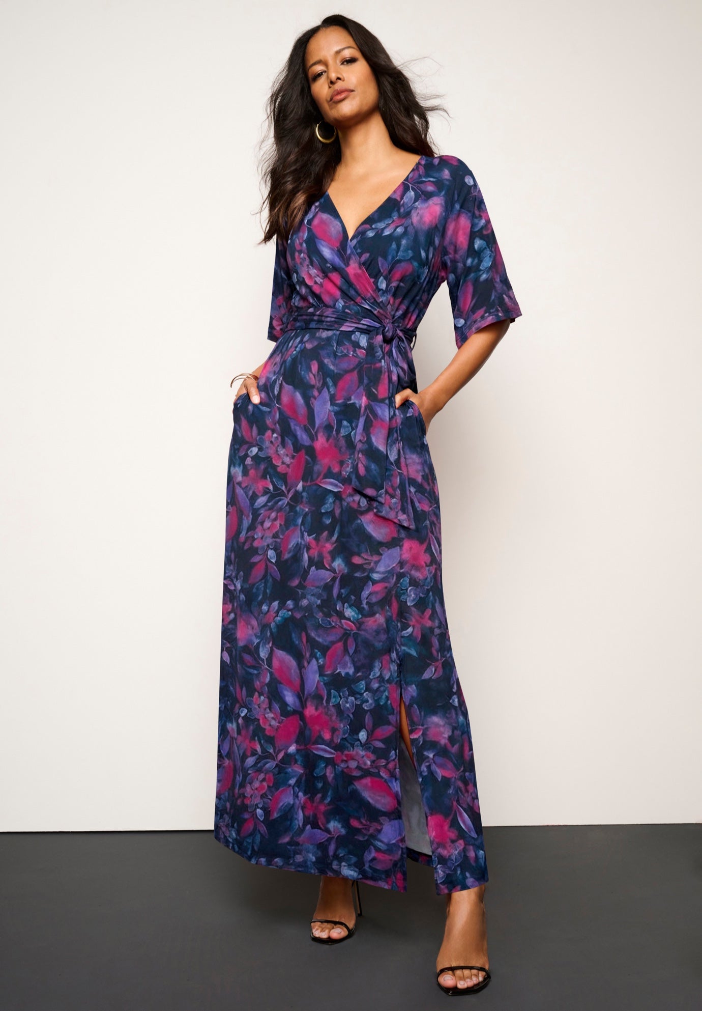 Plus Size Flutter Sleeve Wrap Maxi Dress image number 0