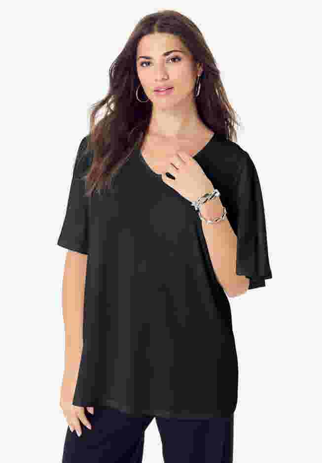 Flutter Sleeve Ultrasmooth® Fabric Tee image number 0