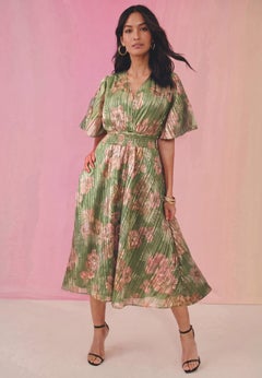 Striped Lurex Midi Dress