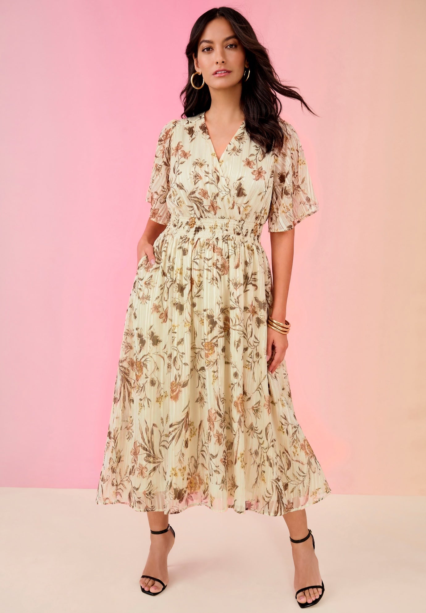 Striped Lurex Midi Dress image number 0