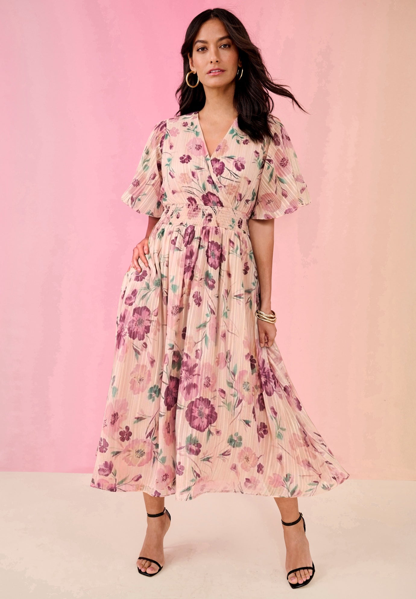 Striped Lurex Midi Dress image number 0